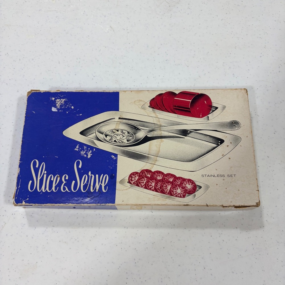 Viners of Sheffield England Slice & Serve Stainless Steel Tray Spoon Set Vintage